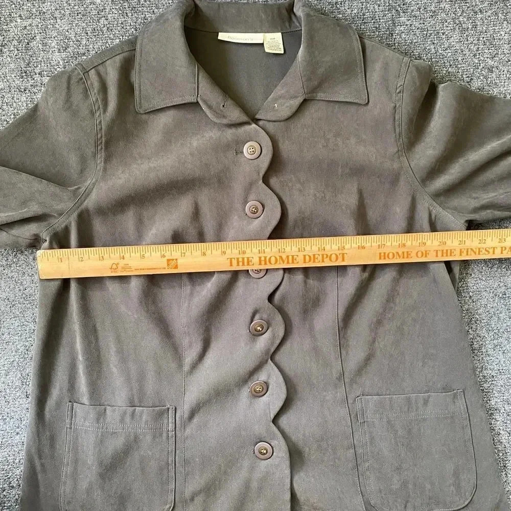 Roamans Womens Plus Shirt Jacket Scallop Hem 14W - Picture 10 of 12